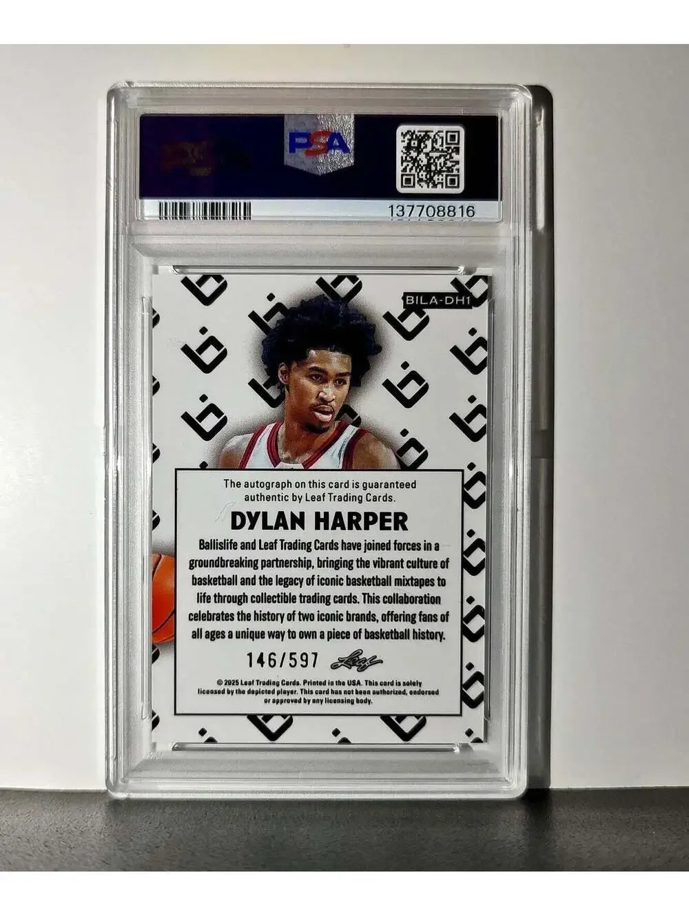 Dylan Harper 2025 Leaf Metal #BILA-DH1 Refractor PSA 9 Auto 10